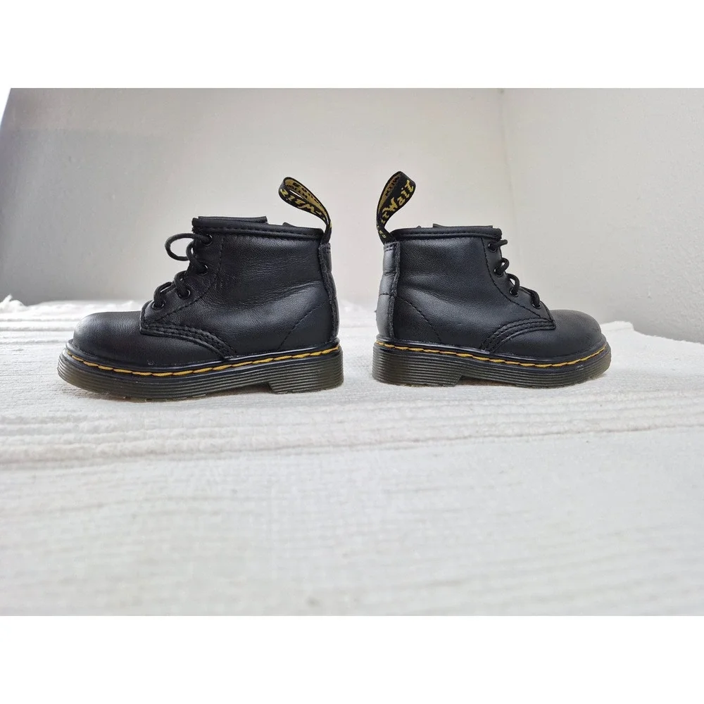 Dr Martens 1460 I Kids Boots Black Leather Lace Up Side Zip Size 5 US 4 UK 20 EU
